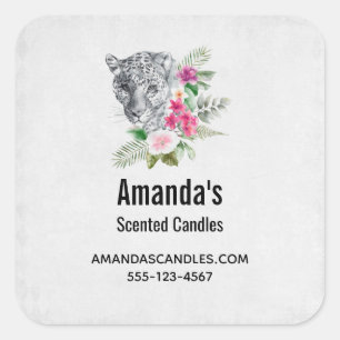Sticker Carré Beautiful Leopard Head Portrait Business