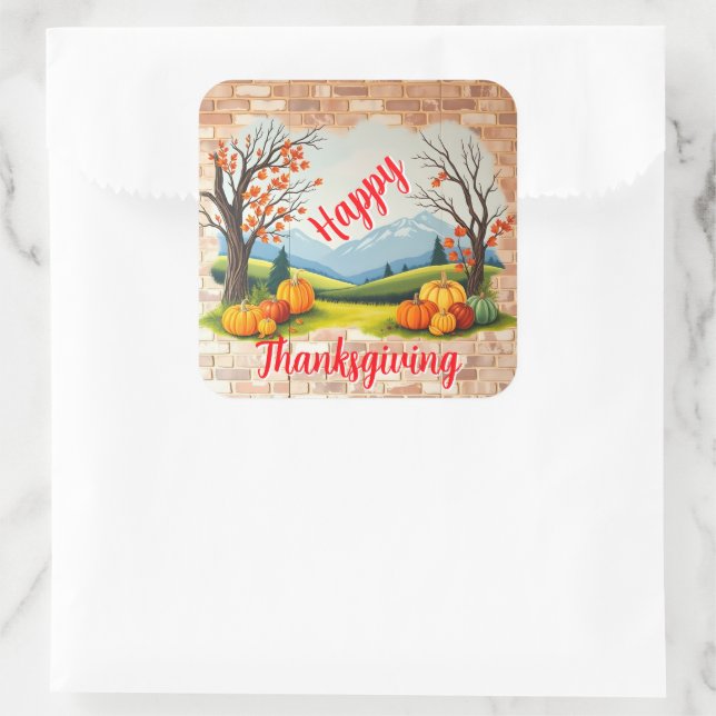 Sticker Carré Beautiful Trendy Happy Thanksgiving Fall (Sac)