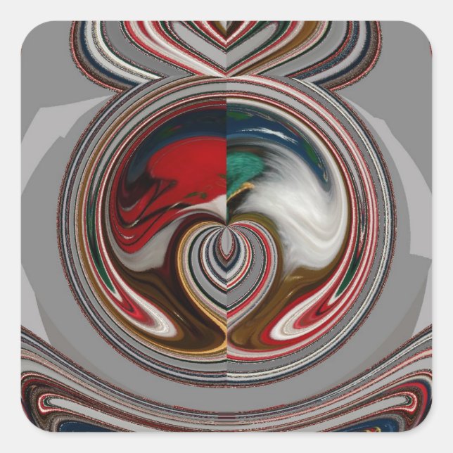 Sticker Carré Beaux Coeurs de Noël Fêtes Couleurs de saison (Devant)