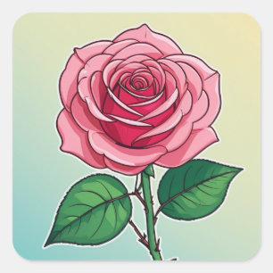 Sticker Carré Beaux dessins botaniques, fleurs et Plantes