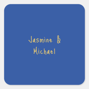 Sticker Carré Beaux Noms De Couple Calligraphie Chic Bleu & Or