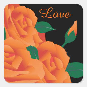 Sticker Carré Beaux roses oranges