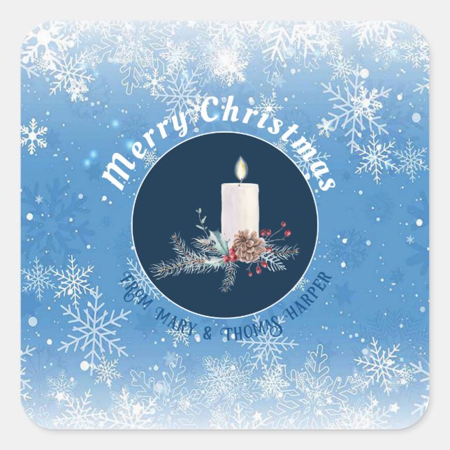 Sticker Carré Beaux Snowflakes Candle Pine Cônes Holly (Devant)