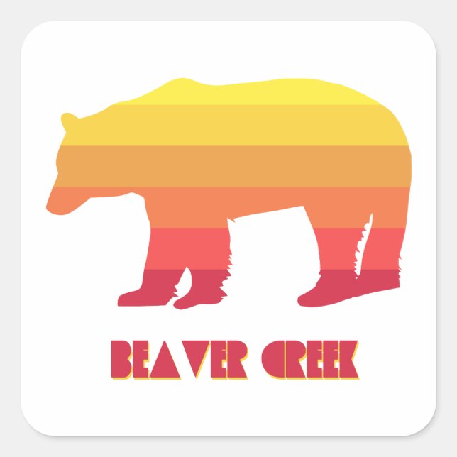 Sticker Carré Beaver Creek Colorado Ours arc-en-ciel (Devant)