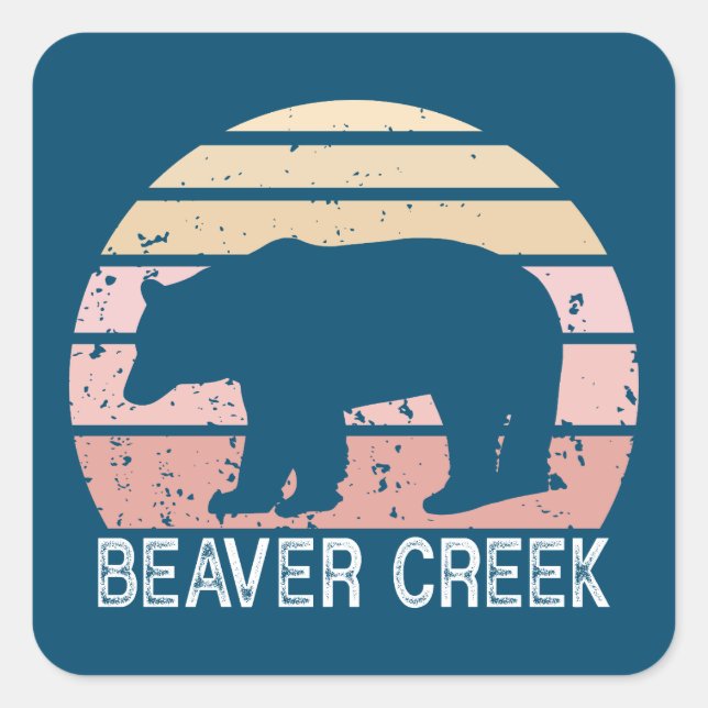 Sticker Carré Beaver Creek Colorado Ours rétro (Devant)