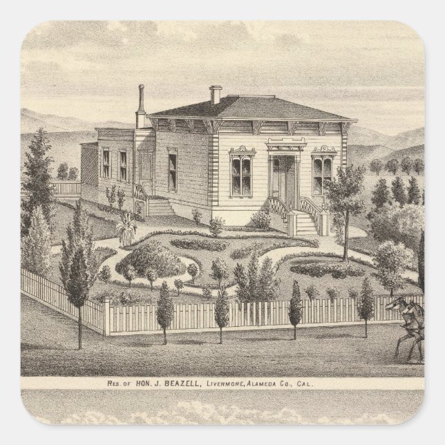 Sticker Carré Beazell, Résidences anglaises, fermes (Devant)