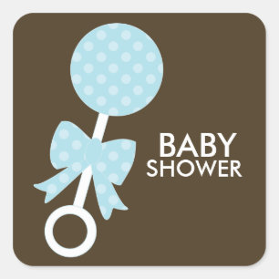Sticker Carré Bébé Bleu Rattle