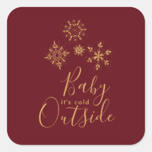 Sticker Carré Bébé c'est les flocons de neige d'or d'extérieu