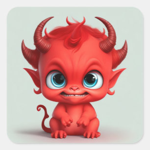 Sticker Carré Bébé Diable Mignon