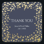 Sticker Carré Bébé d'or souffle Floral Rustic Blue Mariage<br><div class="desc">Gold Baby's Breath Floral Rustic Blue Wedding Favor Stickers. Éléments correspondants disponibles.</div>