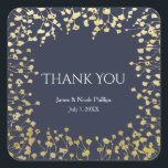 Sticker Carré Bébé d'or souffle Floral Rustic Blue Mariage<br><div class="desc">Gold Baby's Breath Floral Rustic Blue Wedding Favor Stickers. Éléments correspondants disponibles.</div>