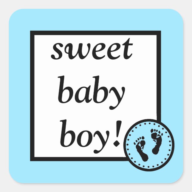 Sticker Carré Bébé doux et empreintes-bleu (Devant)