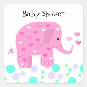 Sticker Carré Bébé éléphant mignon merci