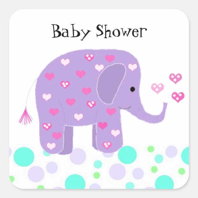Sticker Carré Bébé éléphant mignon merci (Devant)