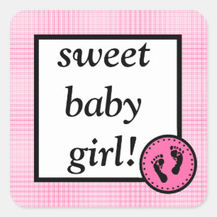 Sticker Carré Bébé et empreintes-framboise