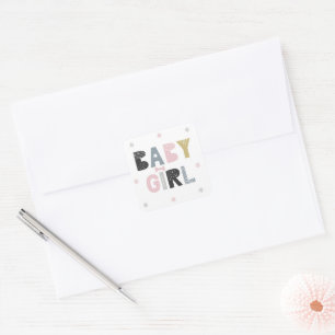 Sticker Carré Bébé fille mignonne chevalet fille