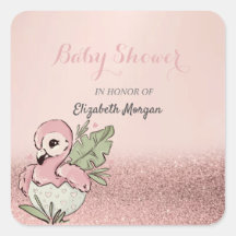 Bébé flamant rose mignon paillettes or rose