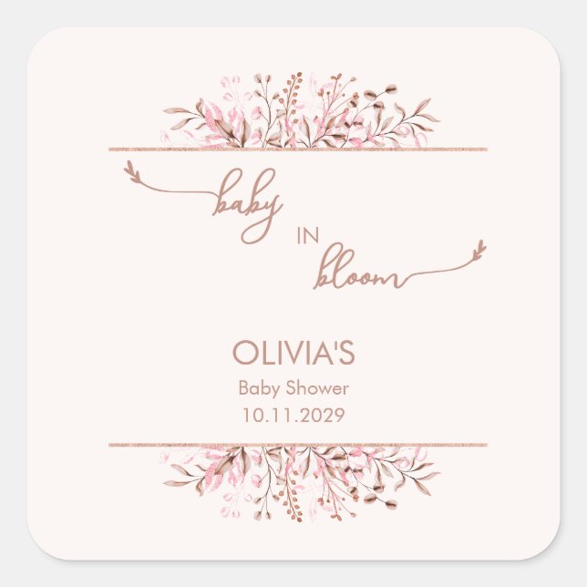 Sticker Carré Bébé Fleur Sauvage Rose en Fleur (Devant)