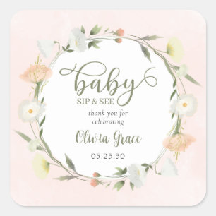 Sticker Carré Bébé fleur sauvage Sip Et Voir Merci