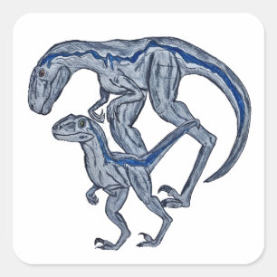 Sticker Carré Bébé garçon fille nouveau-né dinosaure rapace