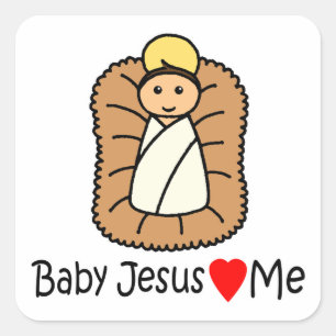 Sticker Carré Bébé Jésus Coeur (Amours) Moi