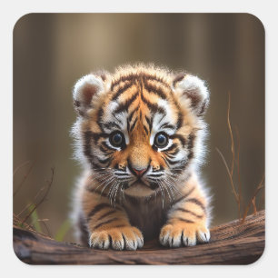 Sticker Carré Bébé mignon tigre