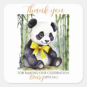 Sticker Carré Bébé Panda ours Unisex Baby shower Merci