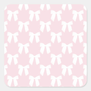 Sticker Carré Bébé Pastel Rose Avec Vaches Blanches