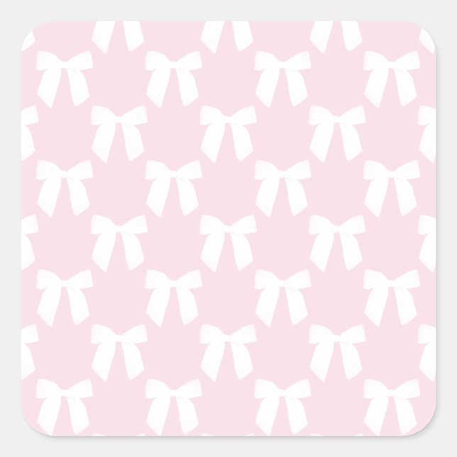 Sticker Carré Bébé Pastel Rose Avec Vaches Blanches (Devant)