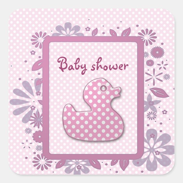 Sticker Carré bébé rose canard (Devant)