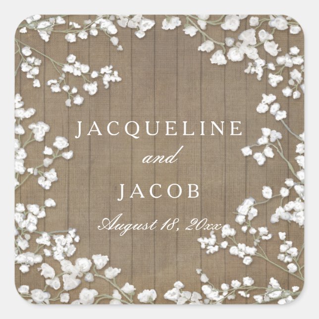 Sticker Carré Bébé souffle rustique moderne pays Western Wreath (Devant)