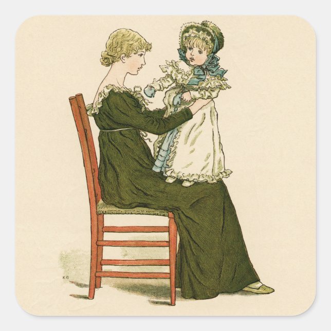 Sticker Carré Bébé victorien Greenaway Mère (Devant)