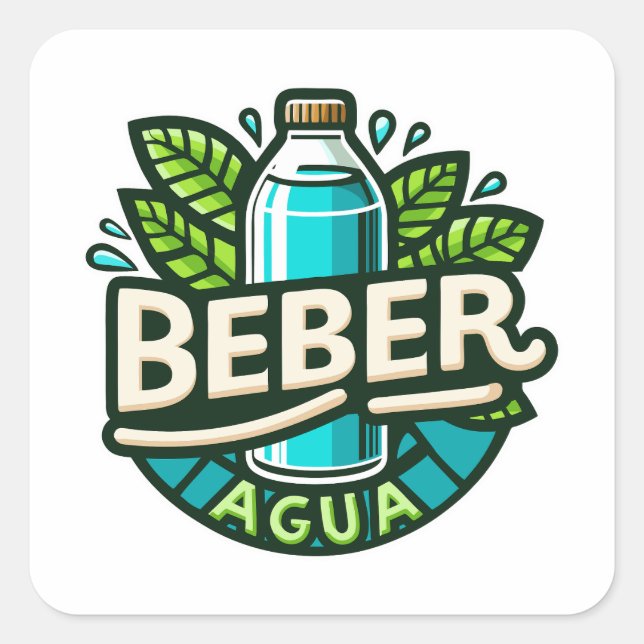 Sticker Carré Beber agua (Devant)