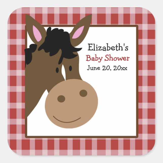 Sticker Carré Bébés de ferme Cheval Carré Favoriser les autocoll (Devant)