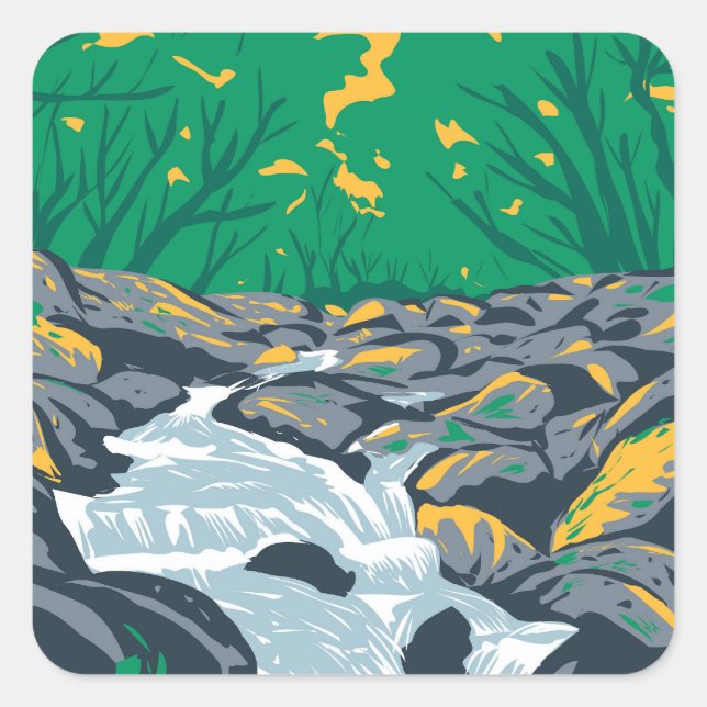 Sticker Carré Becky Falls Dartmoor (Devant)
