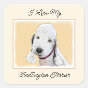 Sticker Carré Bedlington Terrier Peinture - Art Chien original