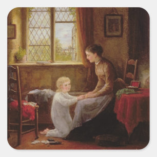 Sticker Carré Bedtime, 1890 (huile sur panneau)