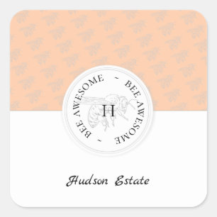 Sticker Carré Bee Awesome Argent Bee Peach Personnalisé