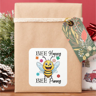 Sticker Carré Bee Happy Bee Punny