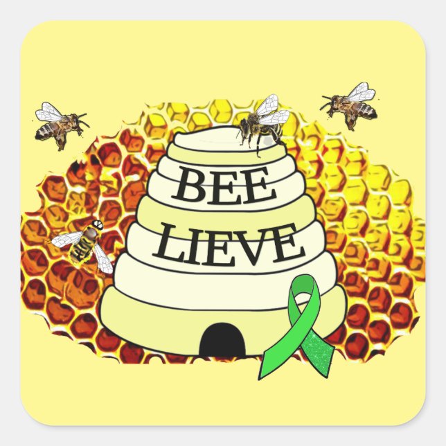 Sticker Carré Bee-Lieve Lyme Maladie Sensibilisation (Devant)
