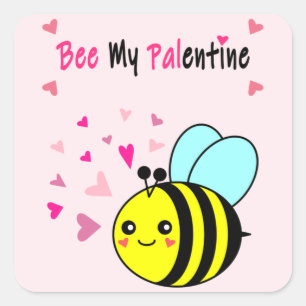 Sticker Carré Bee My Palentine Cute Valentine's Day