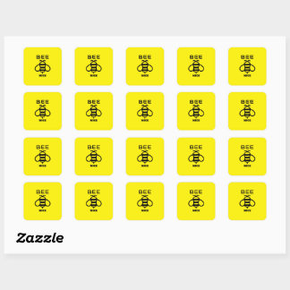 Sticker Carré Bee Nice with Yellow Background Design