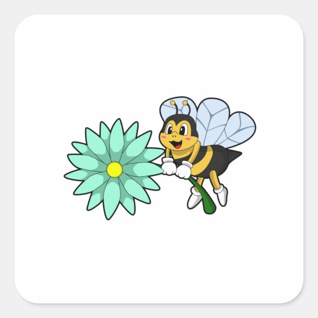 Sticker Carré Bee with flower.PNG (Devant)