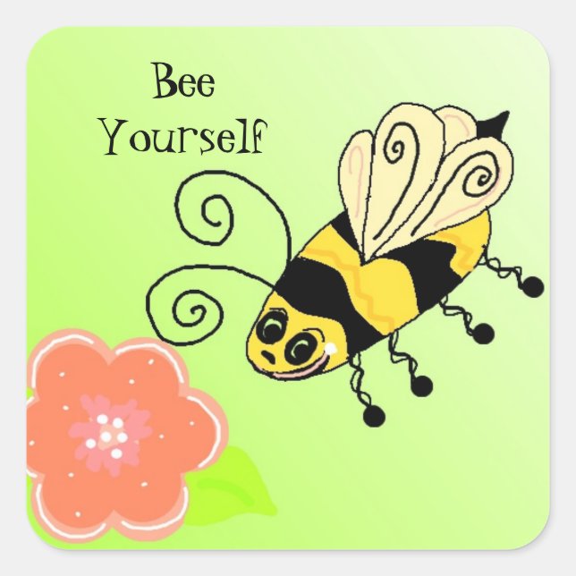 Sticker Carré Bee Yourself Bumble Bee Design (Devant)