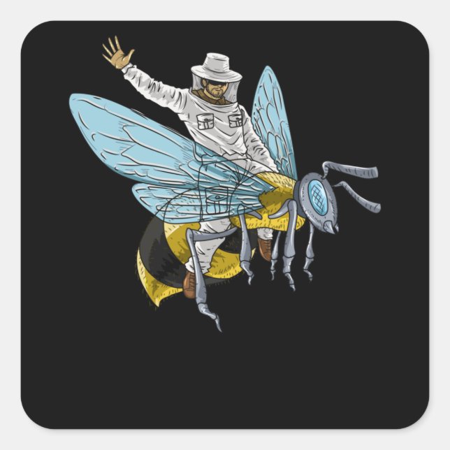 Sticker Carré Beekeeper On Honeybee bee bee keeper Funny (Devant)