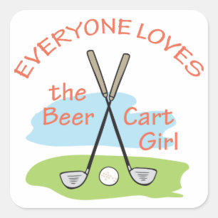 Sticker Carré Beer Cart Girl