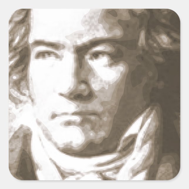 Sticker Carré Beethoven À Sepia (Devant)