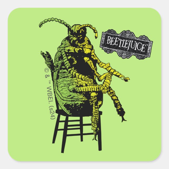 Sticker Carré Beetlejus | Le dendroctone en fauteuil (Devant)