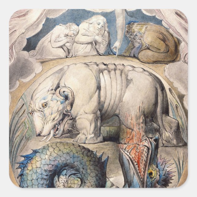 Sticker Carré Behemoth Et Leviathan William Blake 1825 (Devant)