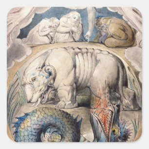 Sticker Carré Behemoth Et Leviathan William Blake 1825